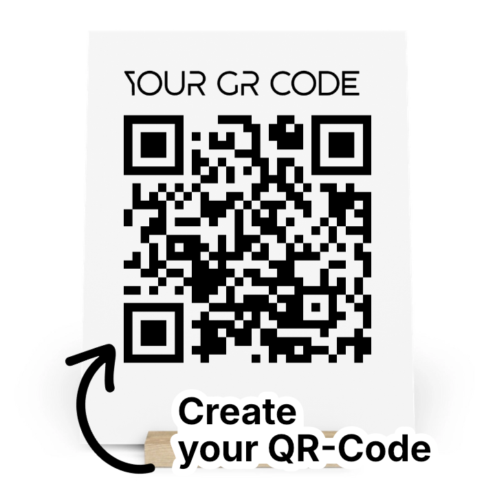 Dein QR Code Galerietafel mit Ständer